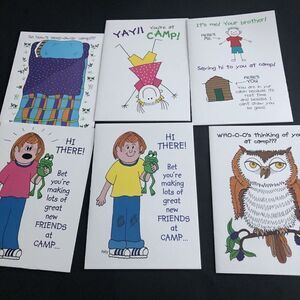 Patsy Card Shop Kamp Kids Sending Love 6 Cards + Envelopes With Envelopes New